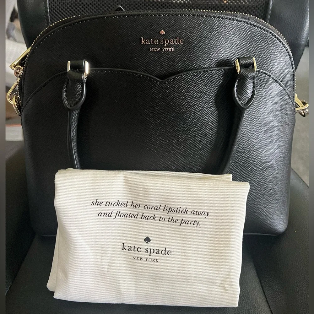 NWT Kate Spade Payton Medium Dome Satchel Bag Black with Crossbody & Dust Bag - Picture 6 of 16